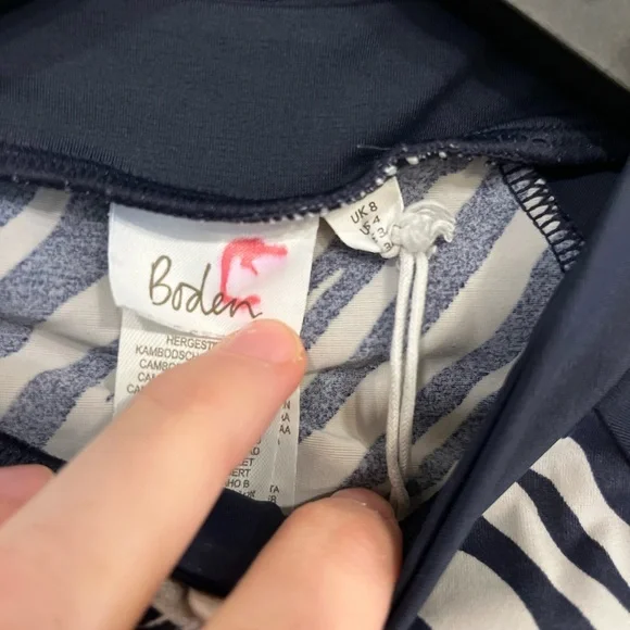 Boden Blue and White Long Sleeve Swim One Piece - Picture 4 of 6